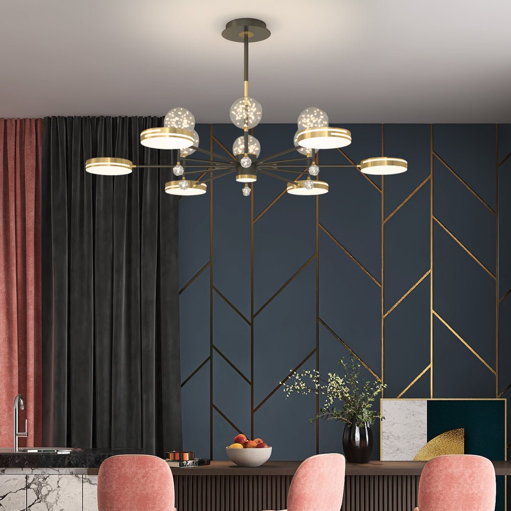 Modern Crystal Ball Chandelier with Three-Step Dimming
