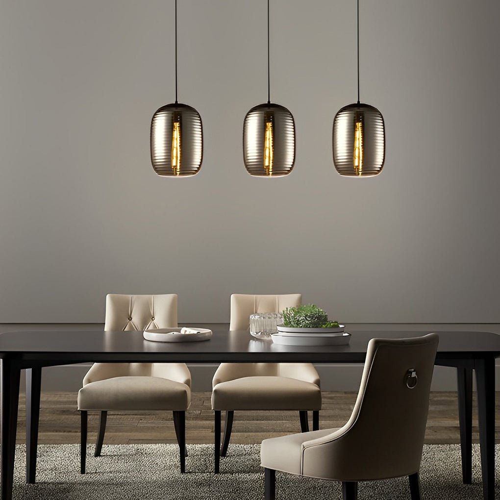 Spiral Glass Pendant Light – Modern Threaded Shade Chandelier