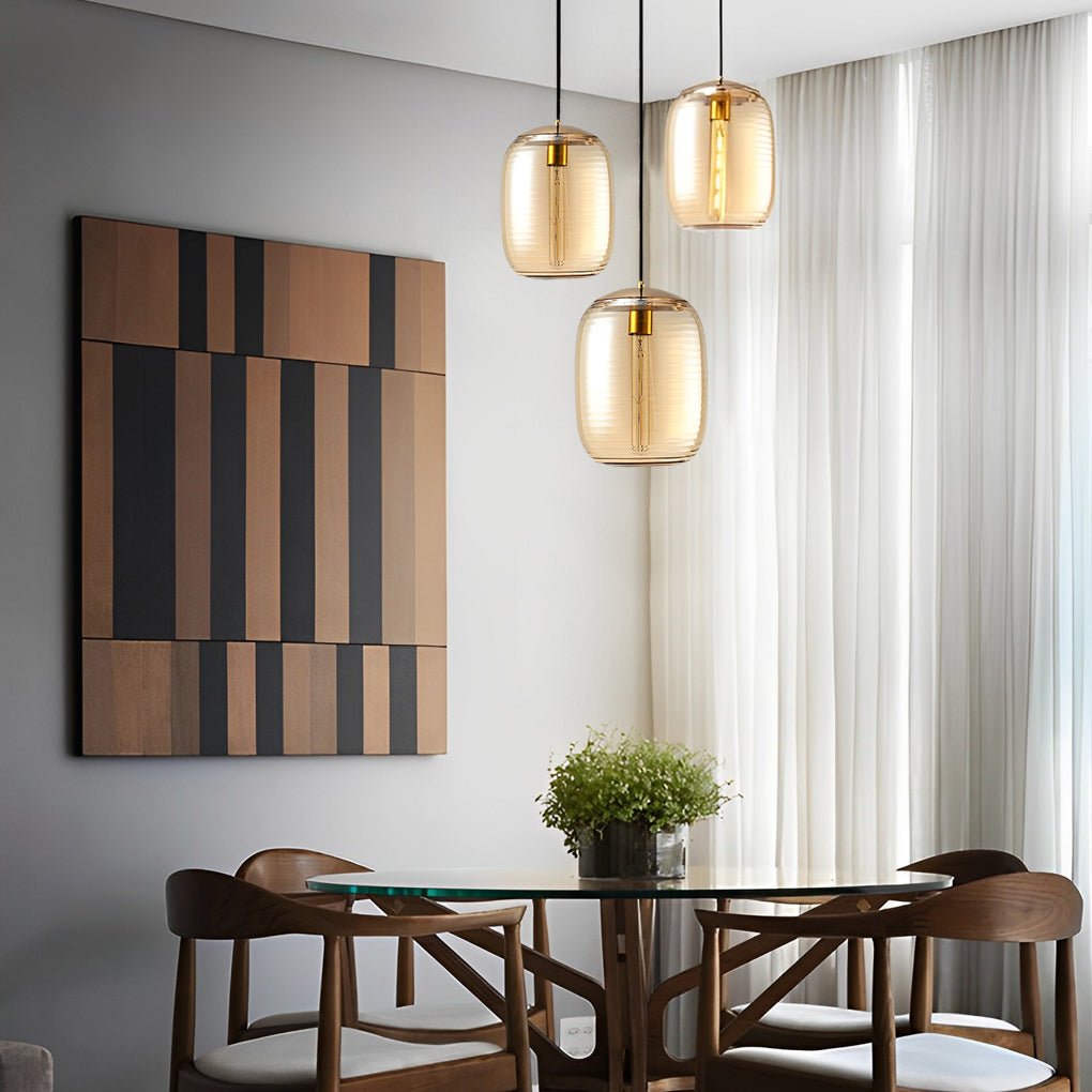 Spiral Glass Pendant Light – Modern Threaded Shade Chandelier
