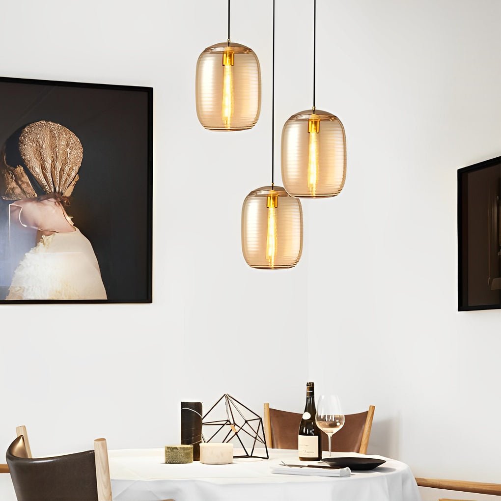 Spiral Glass Pendant Light – Modern Threaded Shade Chandelier