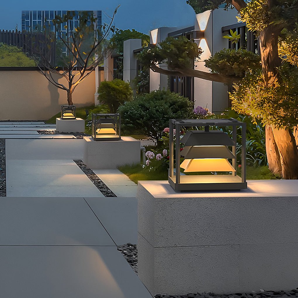 Layered LED Pillar Light – Waterproof Outdoor Garden Lamp