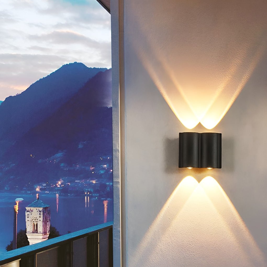 Wave Arc LED Outdoor Wall Light Waterproof Up Down Sconce Black