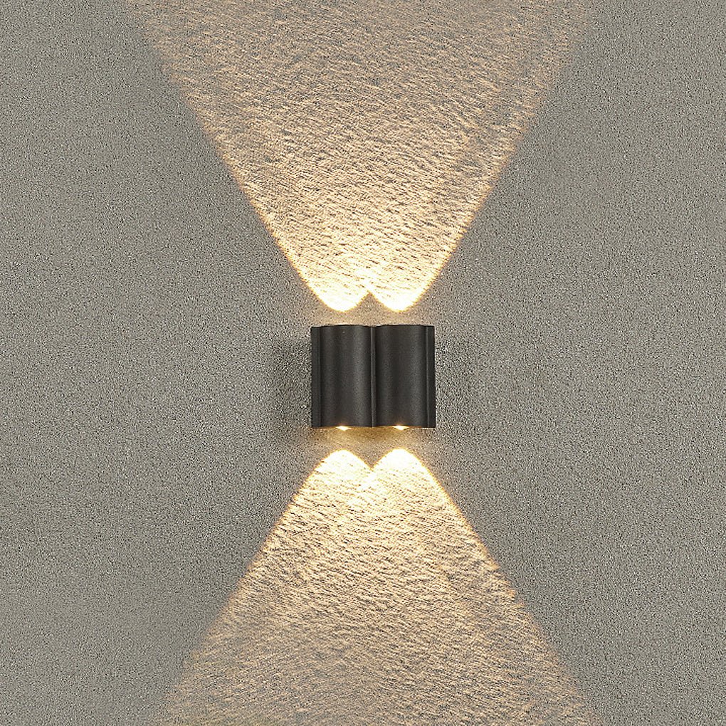 Wave Arc LED Outdoor Wall Light Waterproof Up Down Sconce Black