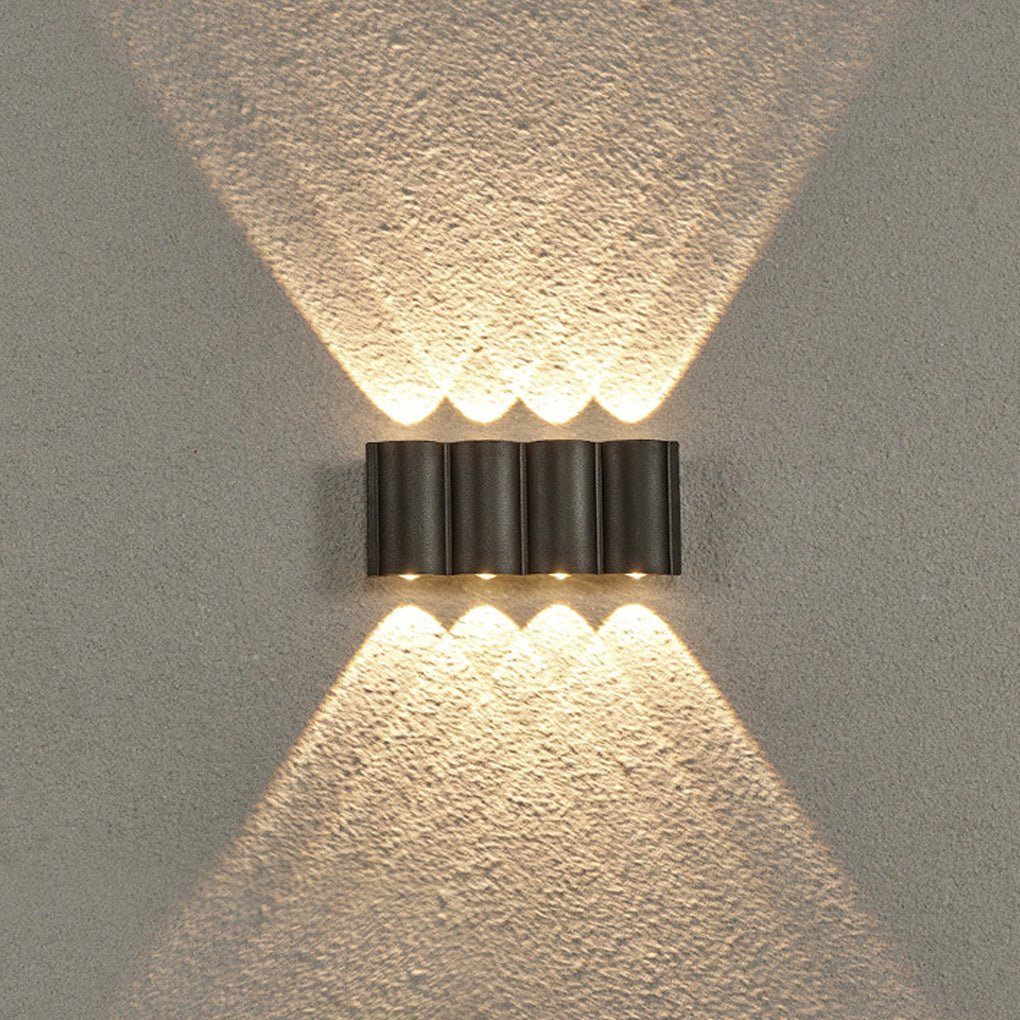 Wave Arc LED Outdoor Wall Light Waterproof Up Down Sconce Black