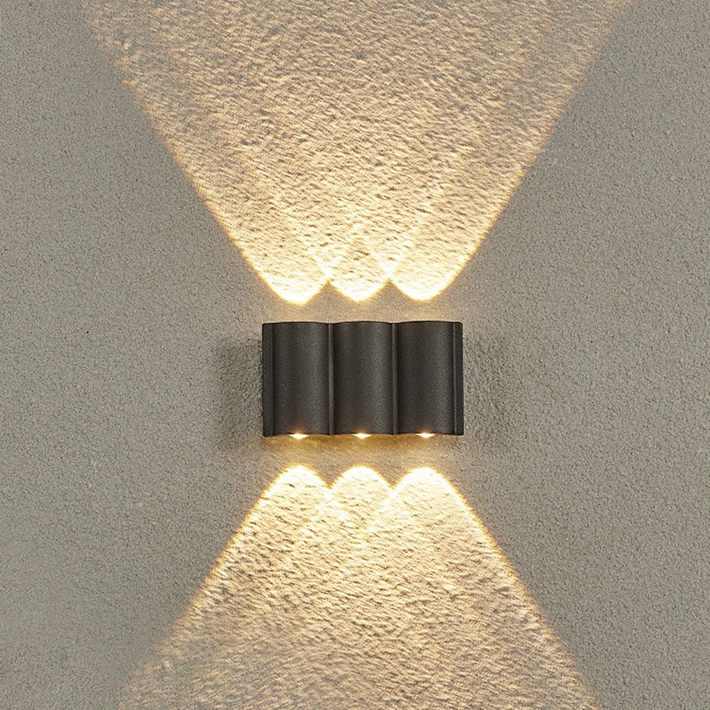 Wave Arc LED Outdoor Wall Light Waterproof Up Down Sconce Black