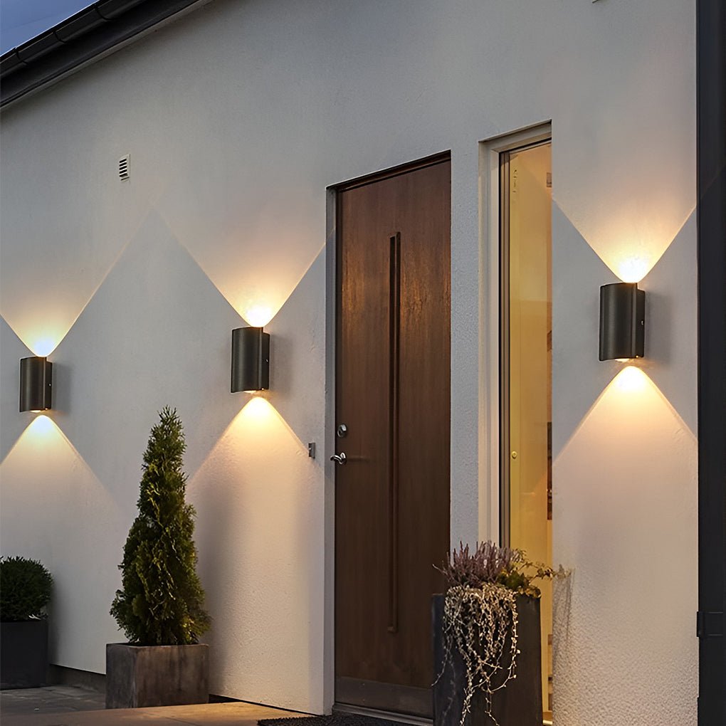 Wave Arc LED Outdoor Wall Light Waterproof Up Down Sconce Black