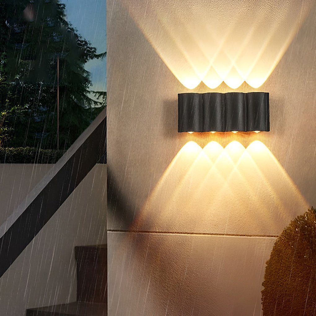 Wave Arc LED Outdoor Wall Light Waterproof Up Down Sconce Black