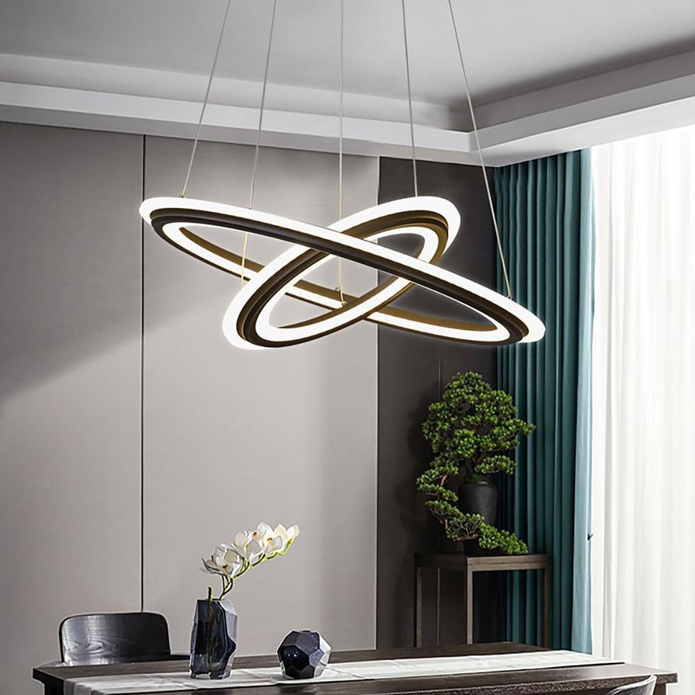 Nordic 2-Light LED Circle Chandelier – Aluminum & Acrylic