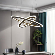 Nordic 2-Light LED Circle Chandelier – Aluminum & Acrylic