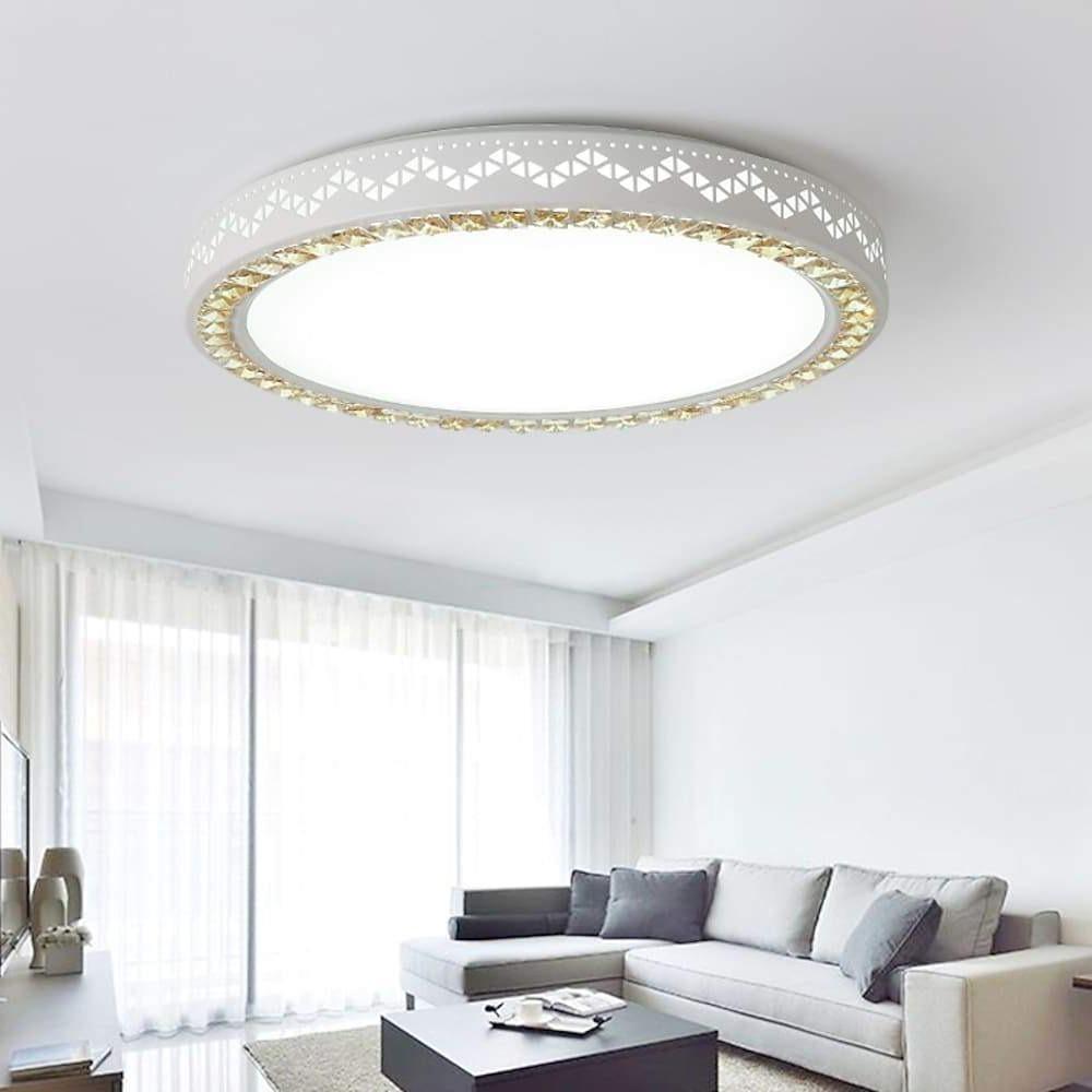 Modern Geometric LED Flush Mount Ceiling Light White Acrylic 12"