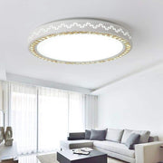 Modern Geometric LED Flush Mount Ceiling Light White Acrylic 12"