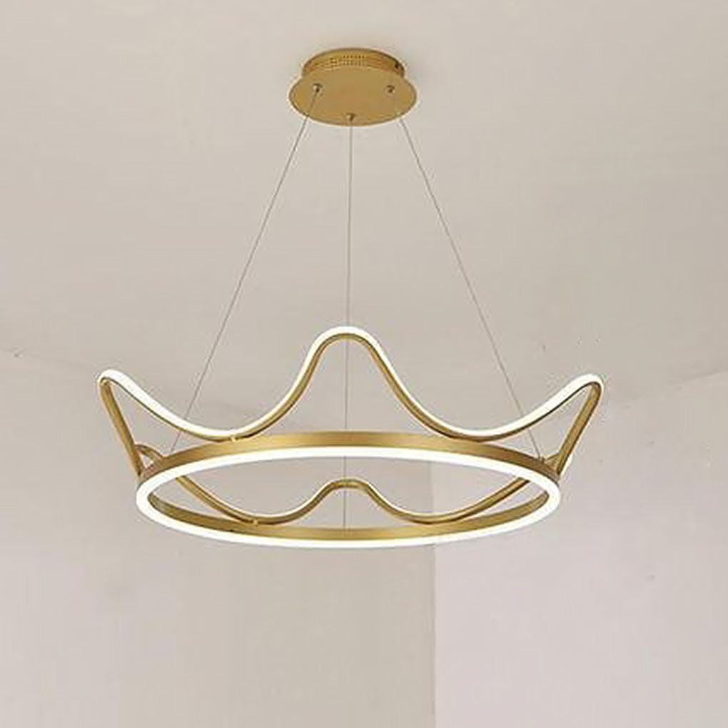 Modern LED Crown Chandelier - Geometric Metal Pendant Light
