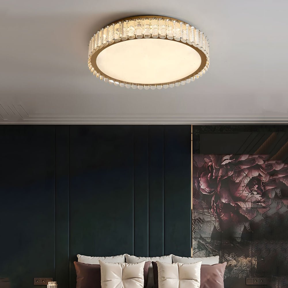 Crystal Flush Mount Ceiling Light - Modern Gold Round/Square LED