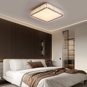 Crystal Flush Mount Ceiling Light - Modern Gold Round/Square LED