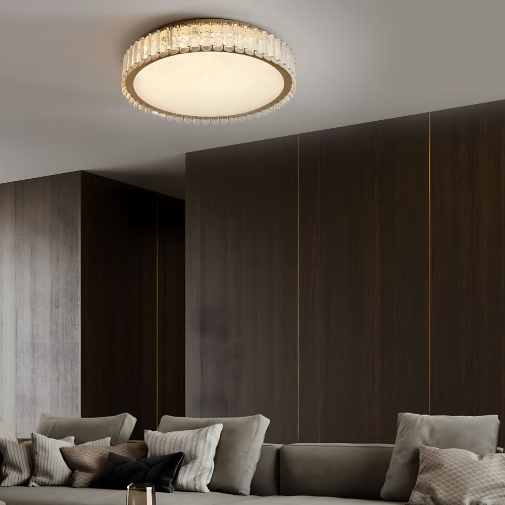 Crystal Flush Mount Ceiling Light - Modern Gold Round/Square LED