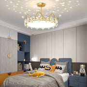 Crystal Crown Modern LED Ceiling Light with Starry Sky Projection