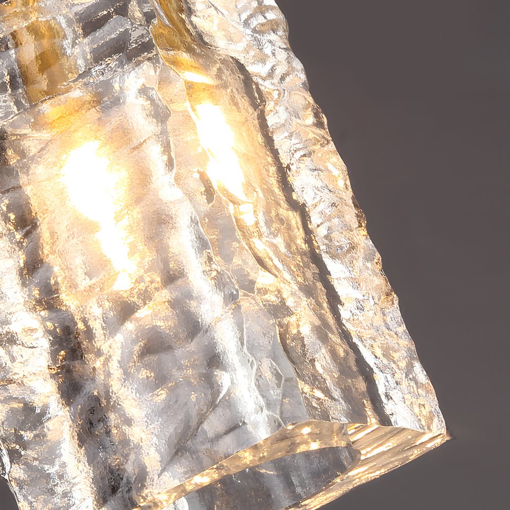 Crystal Cube Pendant Light - Brass Finish with Copper Rod