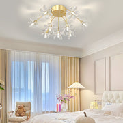 Crystal Dandelion Semi Flush Mount Ceiling Light with Dimming