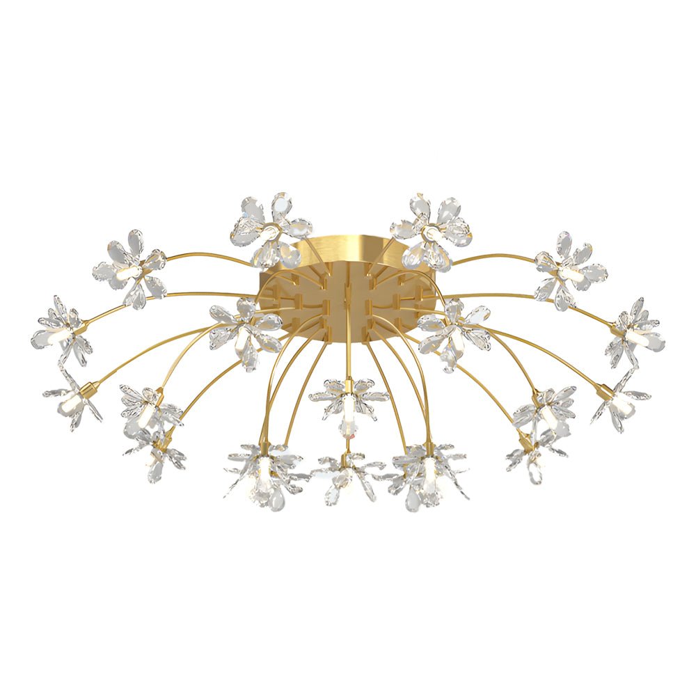 Crystal Dandelion Semi Flush Mount Ceiling Light with Dimming