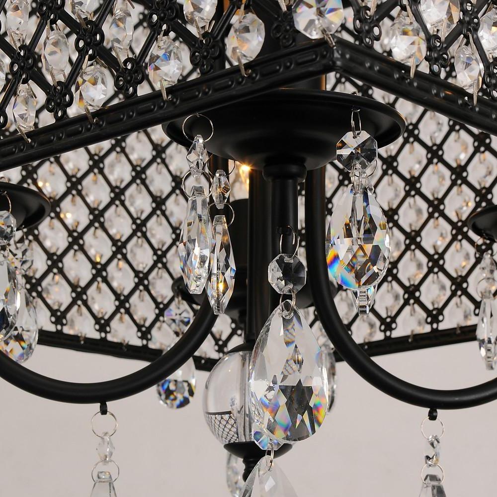 Square Electroplated Metal Glass LED Nordic Chandelier