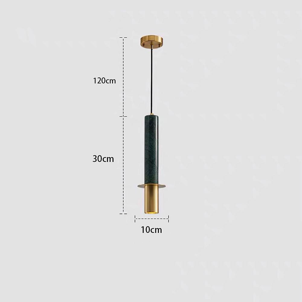 Cylindrical Pendant Light with Marble Shade and Metal Finish