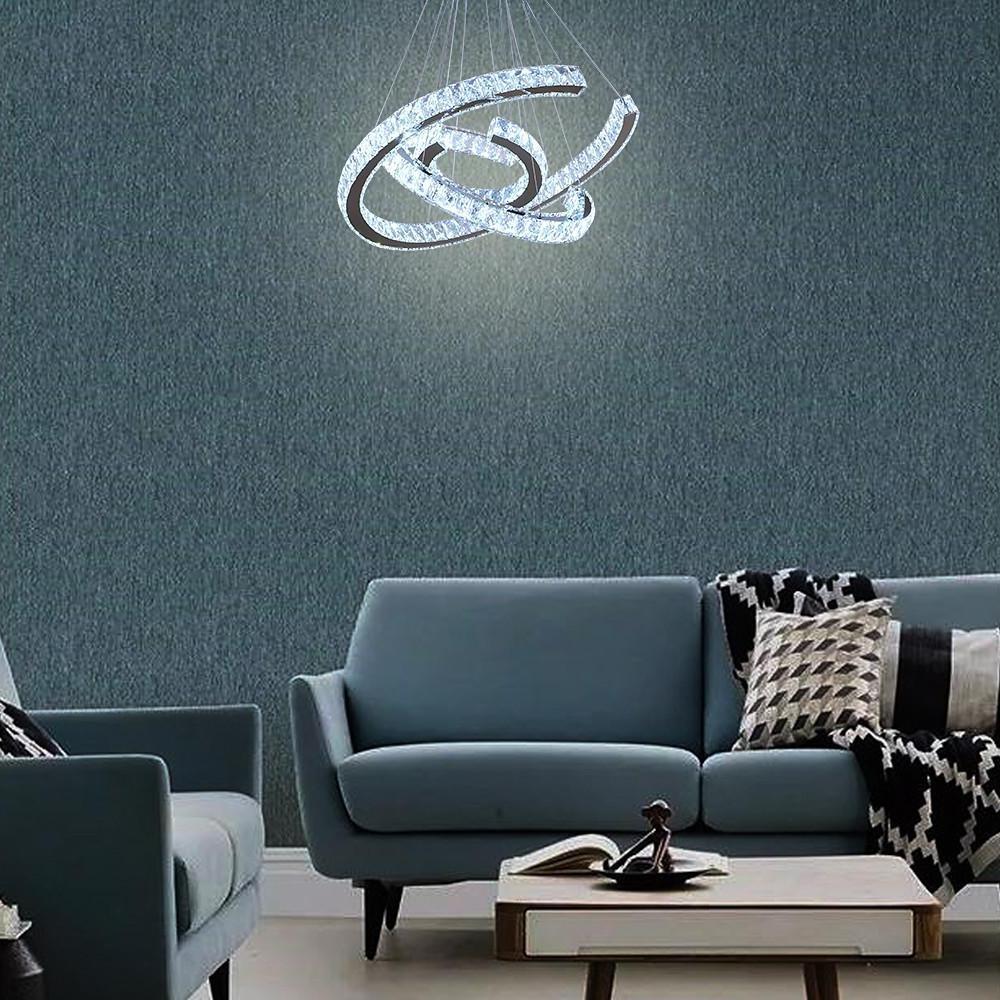 Wave Crystal Chandelier with Stainless Steel Finish - 3-Light LED