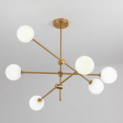 Geometrical Gold Sputnik Chandelier with Glass Globes 6-Light