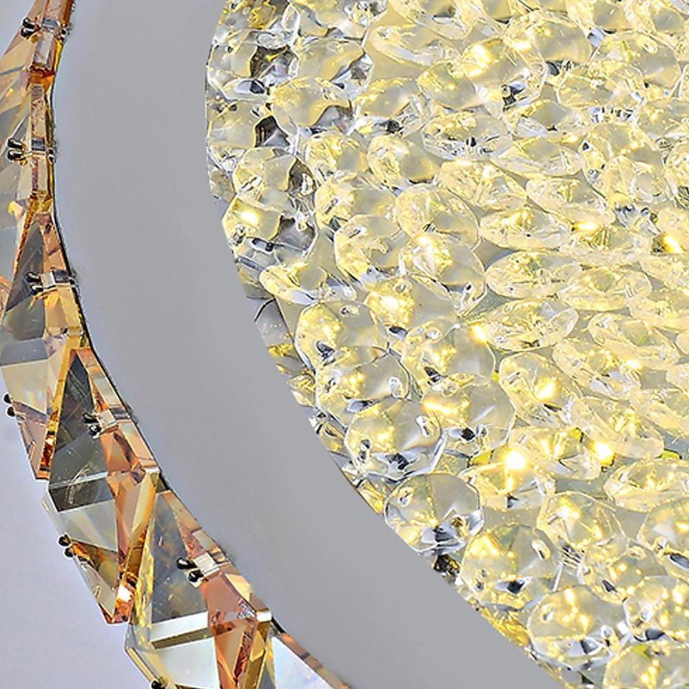 16" Crystal Round Flush Mount Ceiling Light - Antique Metal LED