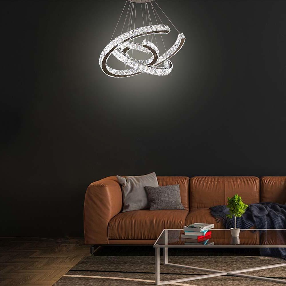 Wave Crystal Chandelier with Stainless Steel Finish - 3-Light LED