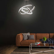 Wave Crystal Chandelier with Stainless Steel Finish - 3-Light LED