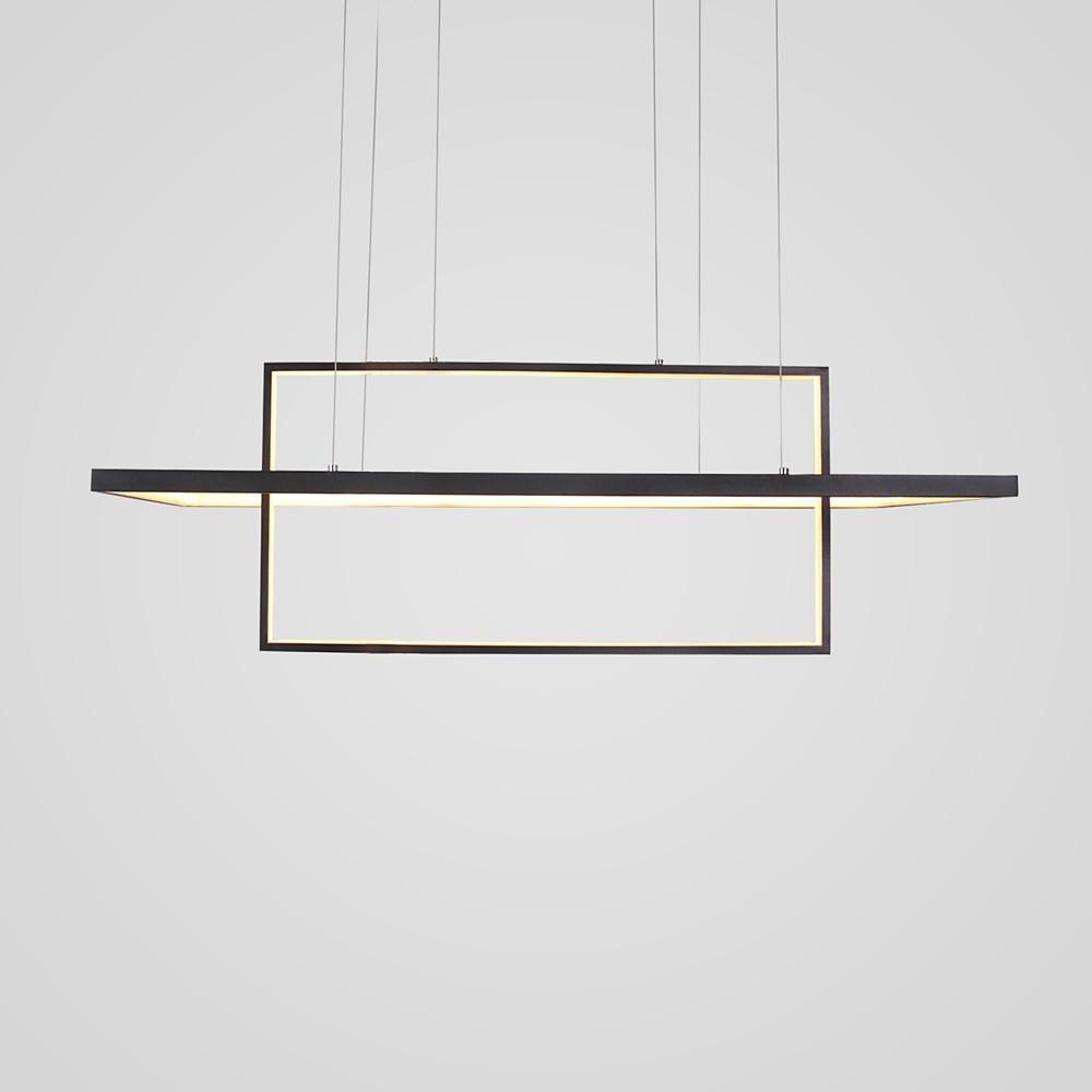 2-Tier Rectangular LED Pendant Light Modern Aluminum Black White