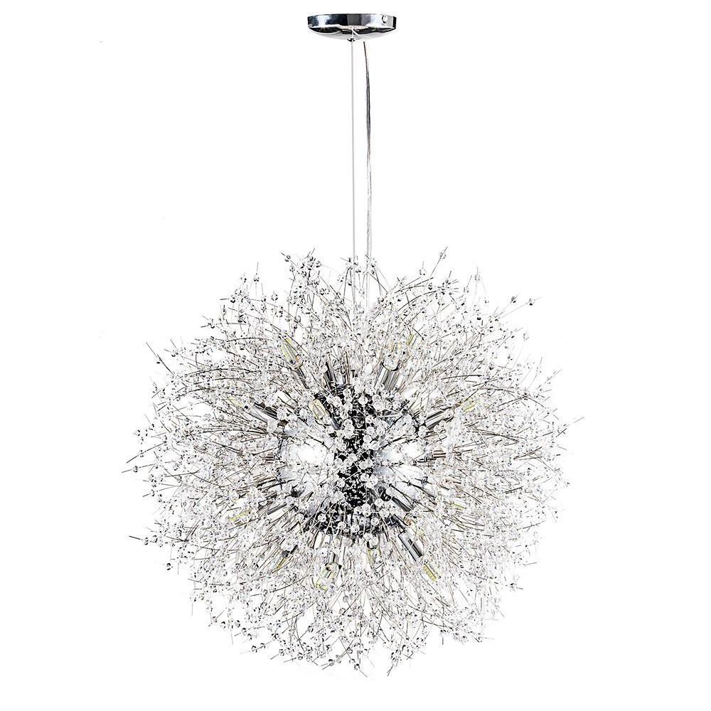 Crystal Globe Chandelier - Modern LED Pendant Light Metal Finish
