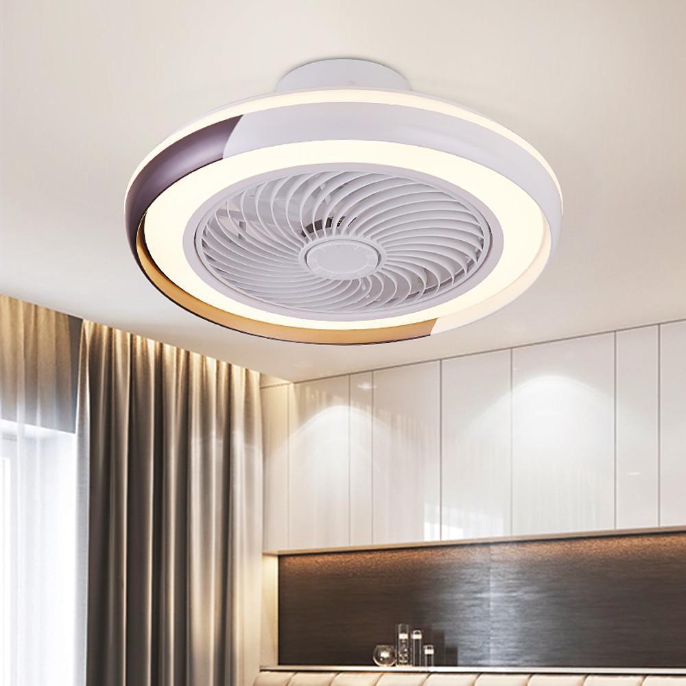 Modern Round Bladeless Ceiling Fan with Dimmable LED Light