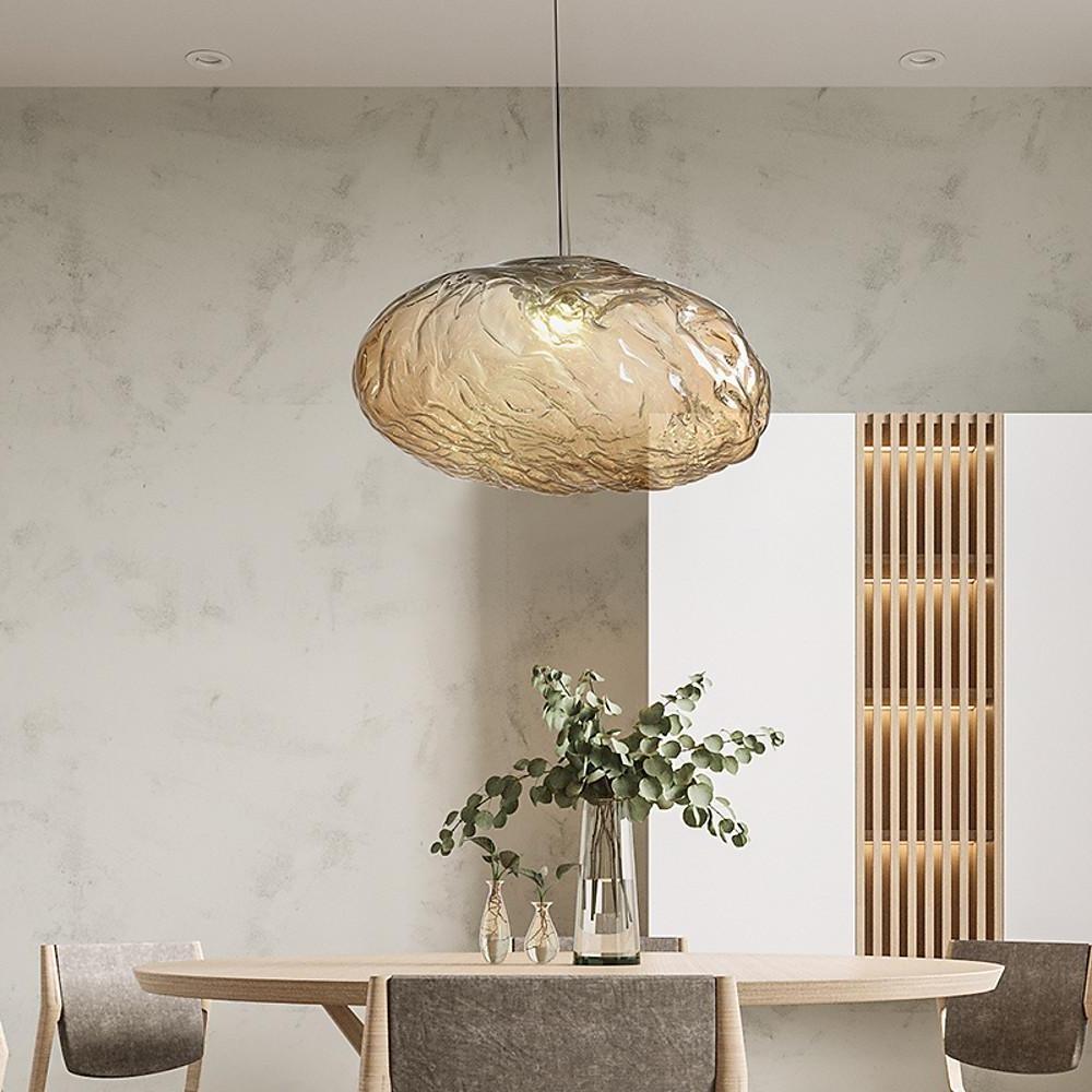 Nordic Smoked Glass Globe Pendant Light with Metal Frame