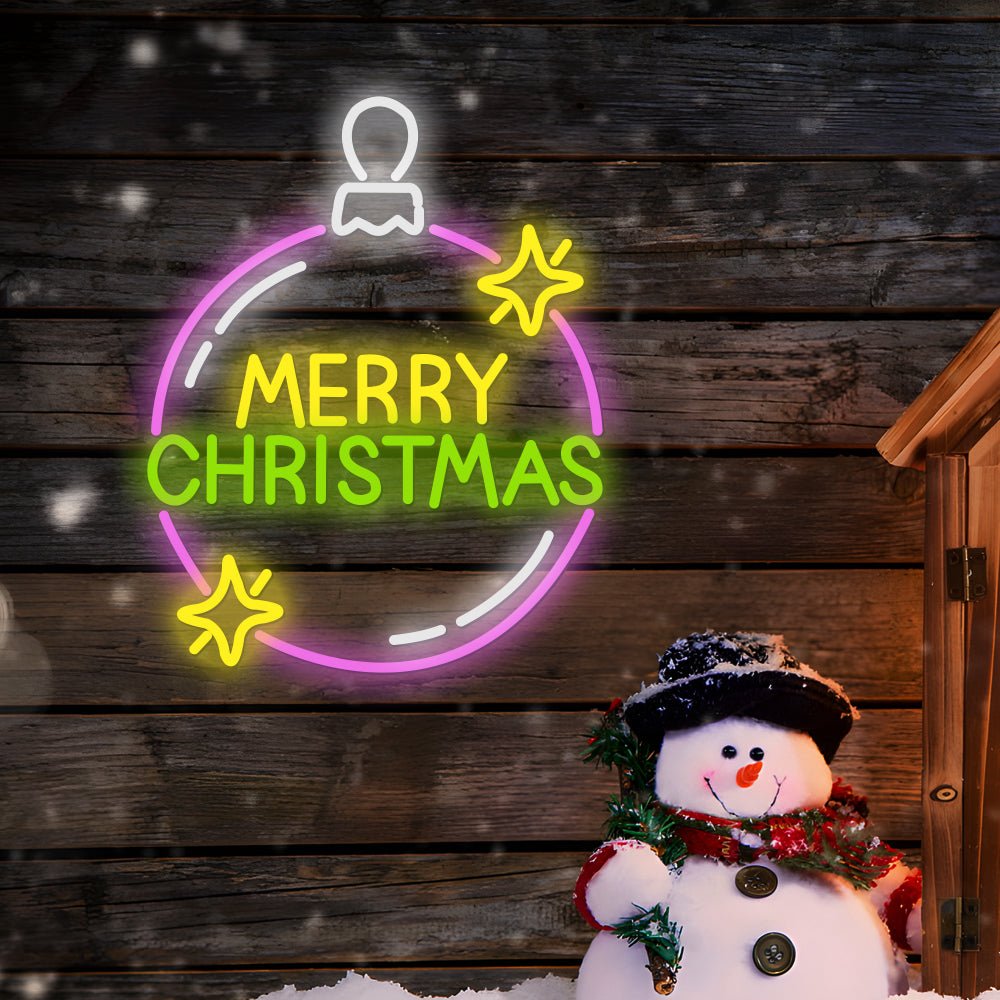 Merry Christmas Balloon LED Neon Sign Light - Acrylic Wall Decor