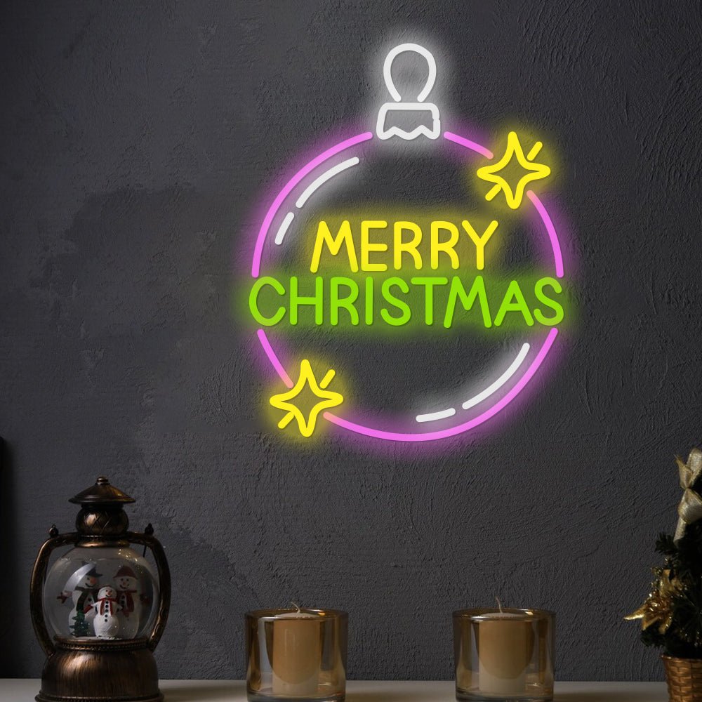 Merry Christmas Balloon LED Neon Sign Light - Acrylic Wall Decor