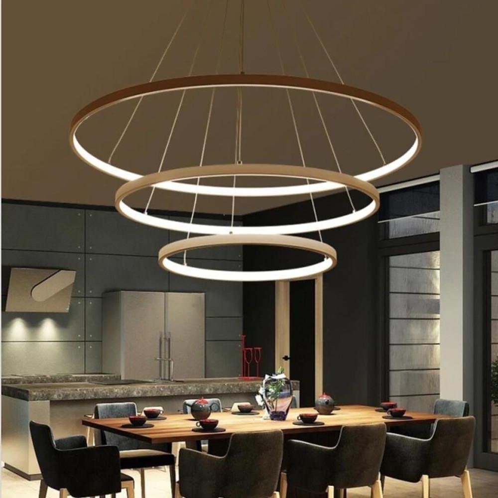3-Ring Dimmable LED Chandelier – Modern Aluminum Pendant Light