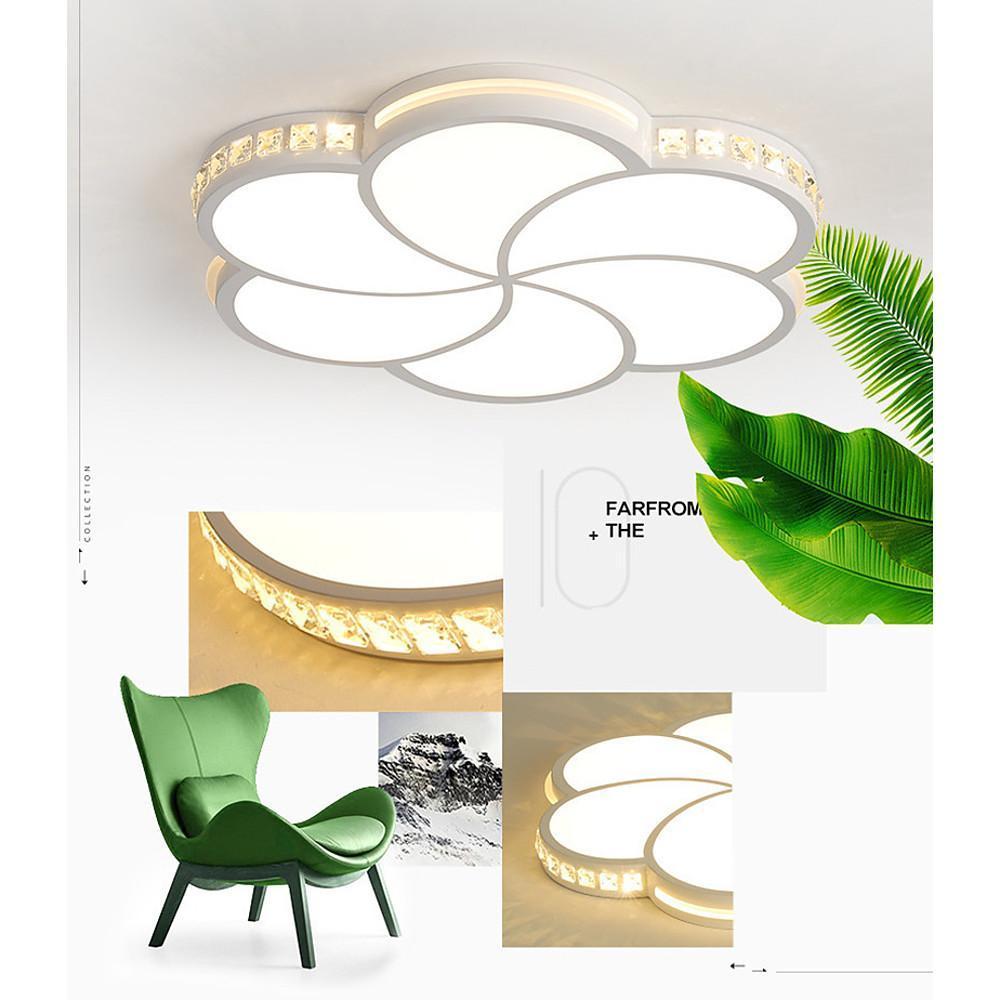 Flower Crystal Dimmable LED Flush Mount Ceiling Light White Modern