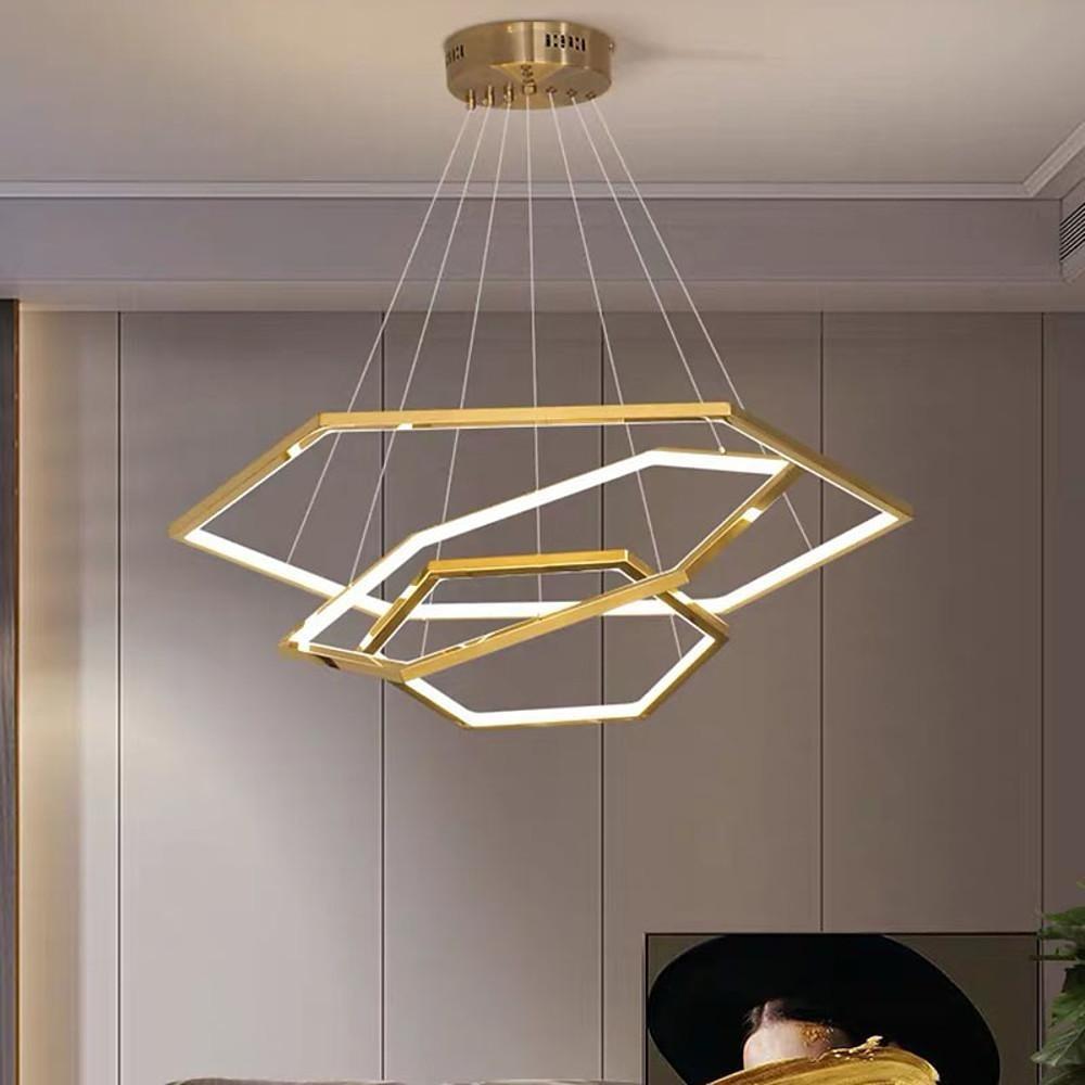 Geometric Ring LED Chandelier Gold Stainless Steel Ceiling Light