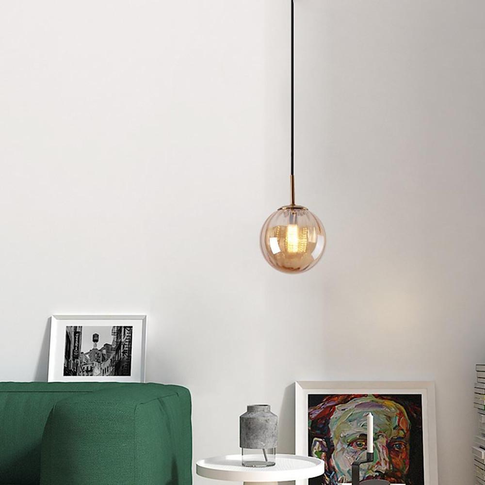 Electroplated Glass Ball Pendant Light Modern LED Hanging Lamp