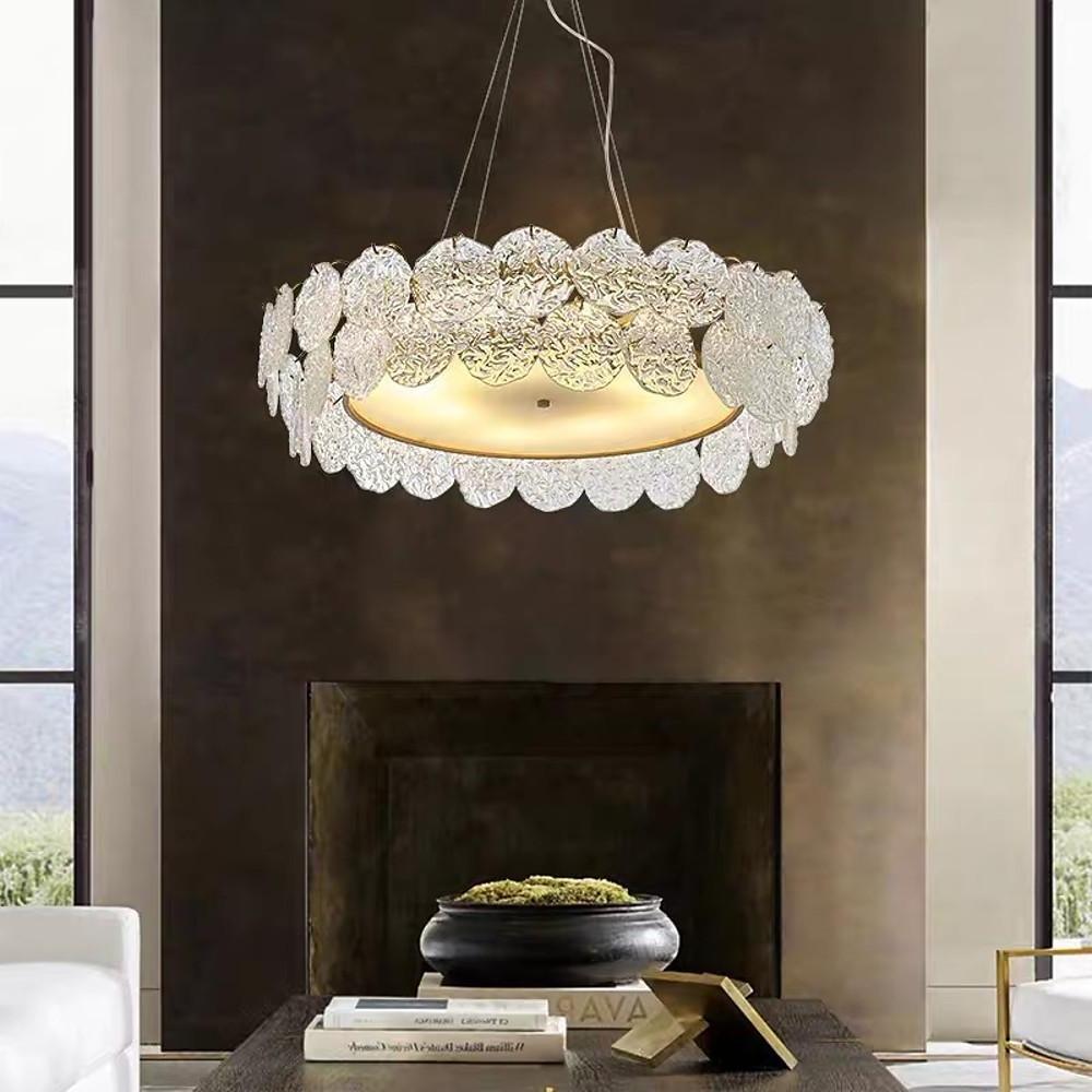 Modern Glass Shell Chandelier with LED Lighting for Dining Room