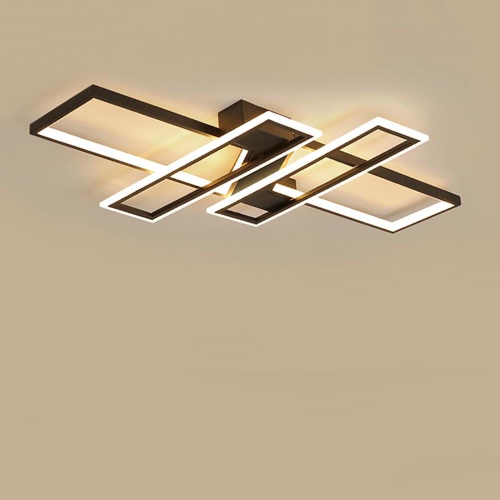 Modern 4-Rectangle LED Flush Mount Ceiling Light in Black