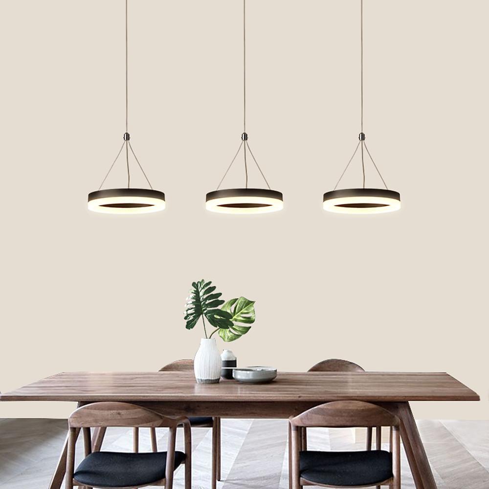 Modern 3-Ring Dimmable LED Chandelier with Adjustable Chains