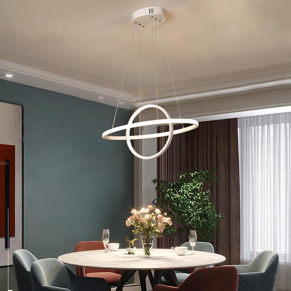 Modern Double Circle LED Pendant Light Metal Adjustable Chandelier
