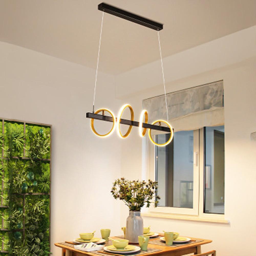 4-Ring LED Gold Chandelier Modern Island Pendant Light