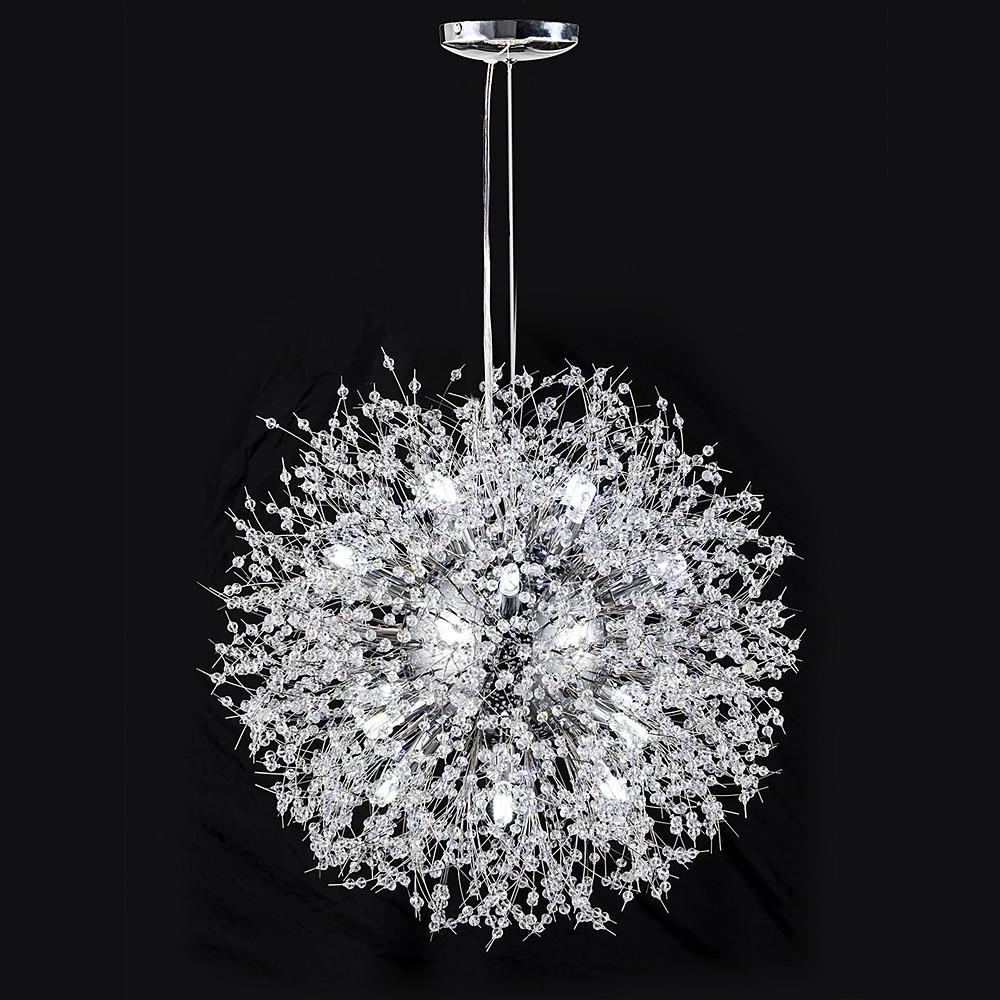 Crystal Globe Chandelier - Modern LED Pendant Light Metal Finish