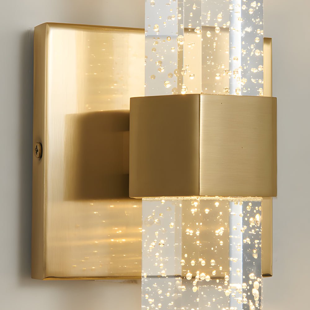 Crystal Bubble Cylinder Wall Sconce Modern LED Up Down Light Gold