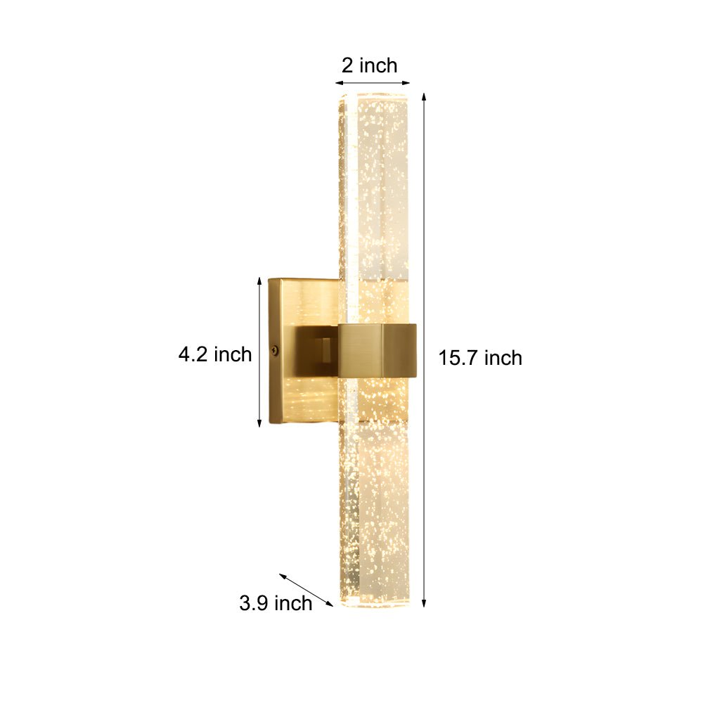 Crystal Bubble Cylinder Wall Sconce Modern LED Up Down Light Gold