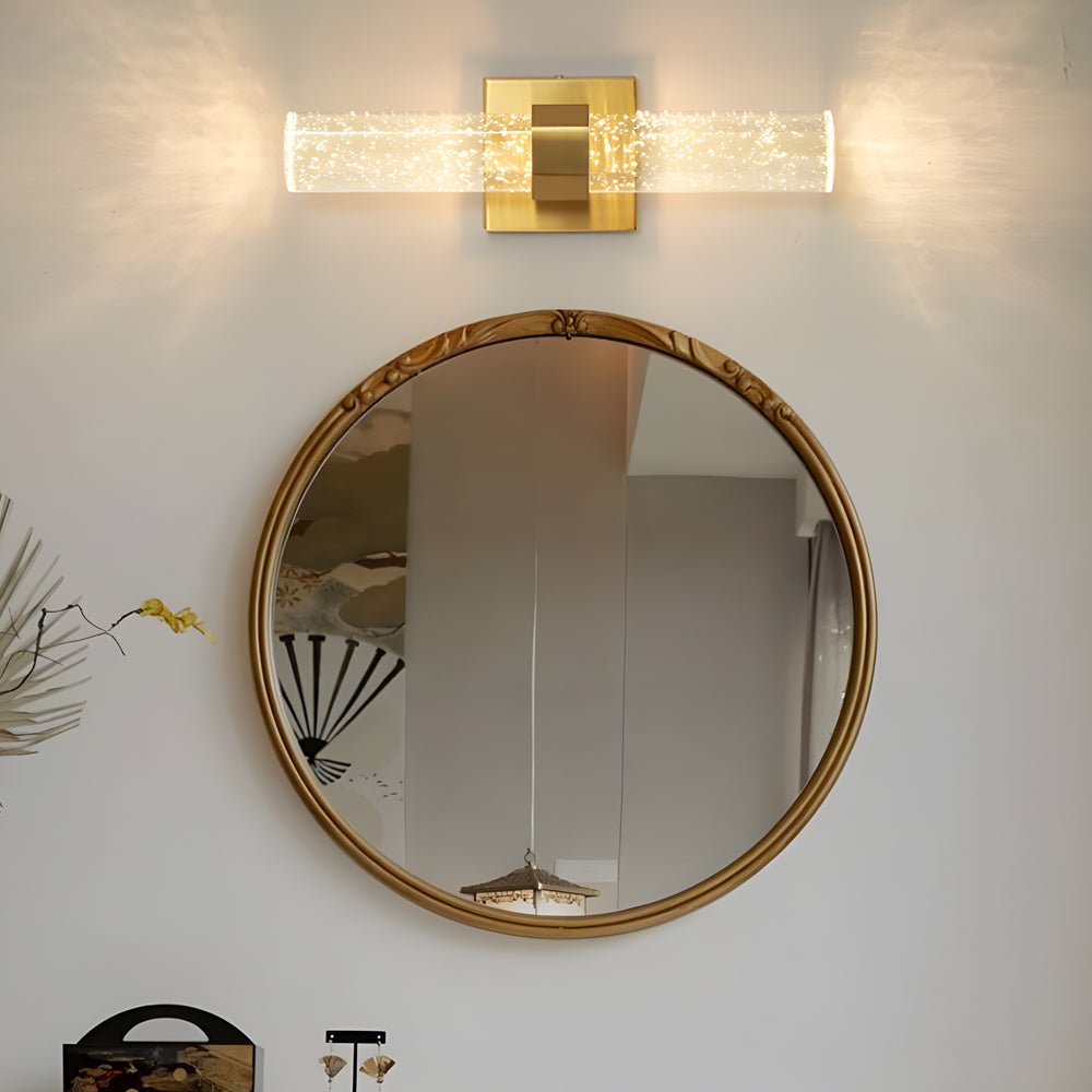 Crystal Bubble Cylinder Wall Sconce Modern LED Up Down Light Gold