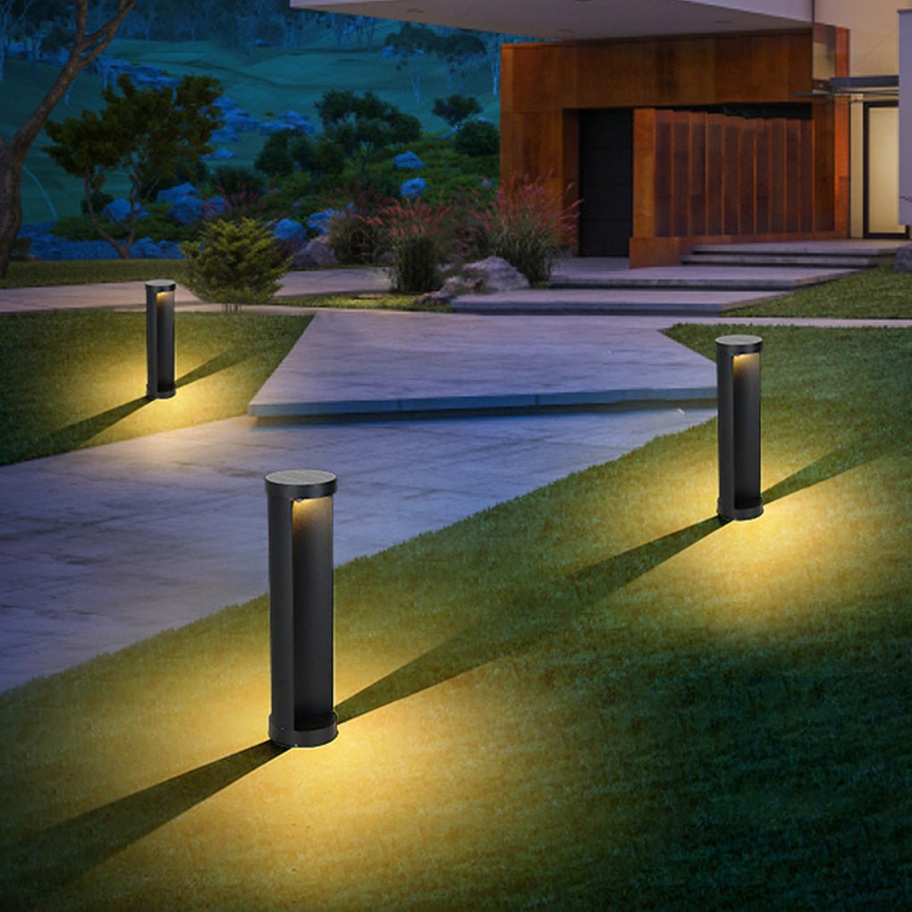 Modern Cylinder Lawn Lamp - LED Solar & Hardwired Outdoor Light